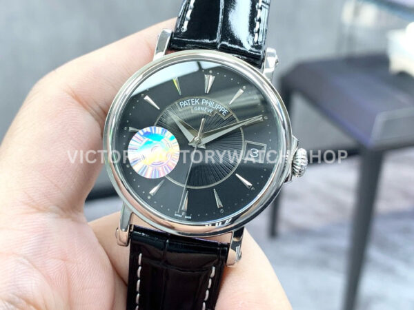 ZF Factory Patek Philippe Calatrava 5153G-001 38mm White Gold Leather Strap Black Dial