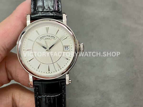 ZF Factory Patek Philippe Calatrava 5153G-010 38mm White Gold Leather Strap Silver Dial (2) ZF Factory Patek Philippe Calatrava 5153G silver dial white gold leather strap
