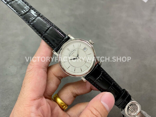 ZF Factory Patek Philippe Calatrava 5153G-010 38mm White Gold Leather Strap Silver Dial (5) ZF Factory Patek Philippe Calatrava 5153G-010 38mm White Gold Leather Strap Silver Dial