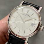 ZF Factory Patek Philippe Calatrava 5153G-010 38mm White Gold Leather Strap Silver Dial (7) ZF Factory Patek Philippe Calatrava 5153G-010 38mm White Gold Leather Strap Silver Dial