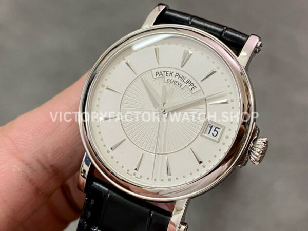 ZF Factory Patek Philippe Calatrava 5153G-010 38mm White Gold Leather Strap Silver Dial (7) ZF Factory Patek Philippe Calatrava 5153G-010 38mm White Gold Leather Strap Silver Dial