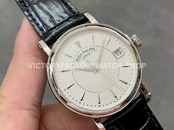 ZF Factory Patek Philippe Calatrava 5153G-010 38mm White Gold Leather Strap Silver Dial (8) ZF Factory Patek Philippe Calatrava 5153G-010 38mm White Gold Leather Strap Silver Dial