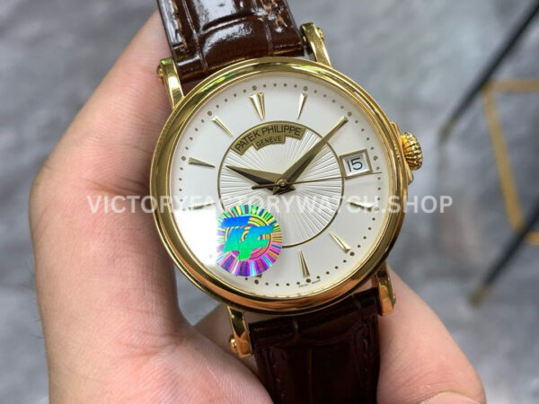 ZF Factory Patek Philippe Calatrava 5153J-001 38mm Yellow Gold Leather Strap Silver Dial