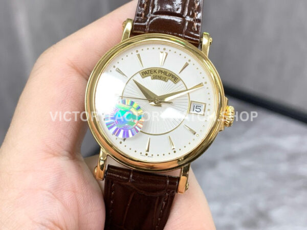 ZF Factory Patek Philippe Calatrava 5153J-001 38mm Yellow Gold Leather Strap Silver Dial