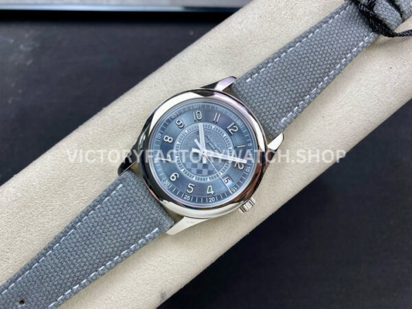 ZF Factory Patek Philippe Calatrava 6007A-001 40mm Steel Canvas Strap Blue Dial