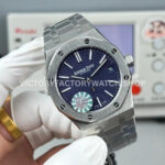 ZF Factory Audemars Piguet Royal Oak Jumbo 16202BC.OO.1240BC.02 Extra Thin 39mm White Gold Grainy Effect Blue Dial