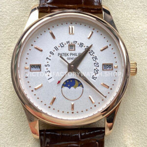 ZM Factory Patek Philippe 5050J rose gold white dial leather strap