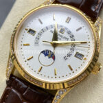 ZM Factory Patek Philippe Perpetual Calendar 5050J 40mm Yellow Gold Leather Strap White Dial