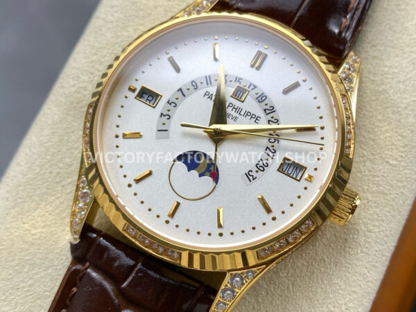 ZM Factory Patek Philippe Perpetual Calendar 5050J 40mm Yellow Gold Leather Strap White Dial