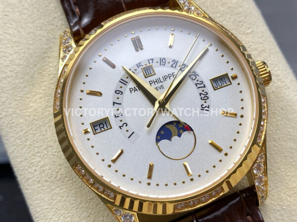 ZM Factory Patek Philippe Perpetual Calendar 5050J 40mm Yellow Gold Leather Strap White Dial