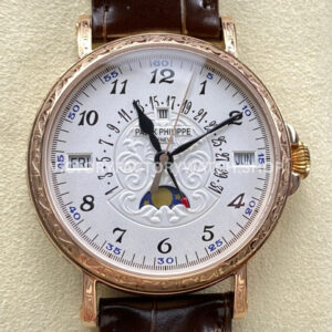ZM Factory Patek Philippe 5159 engraving rose gold white dial leather strap