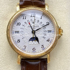 ZM Factory Patek Philippe 5159 engraving yellow gold white dial leather strap