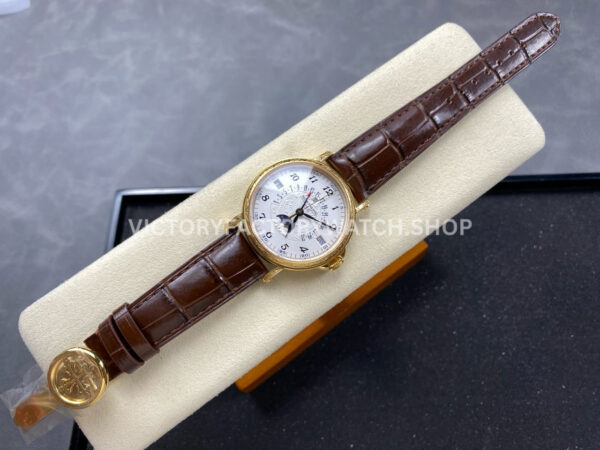 ZM Factory Patek Philippe Perpetual Calendar 5159 38mm Engraving Yellow Gold Leather Strap White Dial