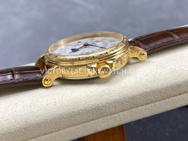 ZM Factory Patek Philippe Perpetual Calendar 5159 38mm Engraving Yellow Gold Leather Strap White Dial