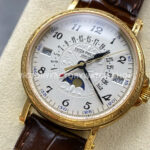 ZM Factory Patek Philippe Perpetual Calendar 5159G 38mm Engraving Yellow Gold Leather Strap White (3) ZM Factory Patek Philippe Perpetual Calendar 5159G 38mm Engraving Yellow Gold Leather Strap White Dial