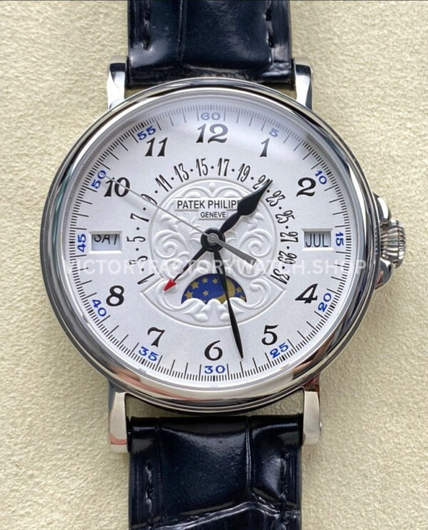 ZM Factory Patek Philippe Perpetual Calendar 5159G 38mm Steel Leather Strap White Dial (4) ZM Factory Patek Philippe 5159G white dial steel leather strap
