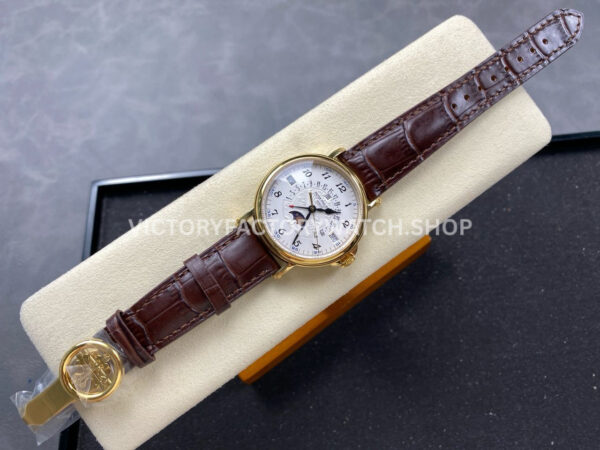 ZM Factory Patek Philippe Perpetual Calendar 5159J-001 38mm Yellow Gold Leather Strap White Dial