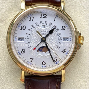ZM Factory Patek Philippe 5159J yellow gold white dial leather strap