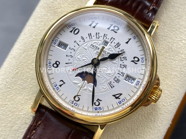 ZM Factory Patek Philippe Perpetual Calendar 5159J-001 38mm Yellow Gold Leather Strap White Dial