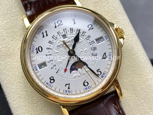 ZM Factory Patek Philippe Perpetual Calendar 5159J-001 38mm Yellow Gold Leather Strap White Dial