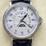 ZM Factory Patek Philippe Perpetual Calendar 5160500G–001 38mm Engraving Steel Leather Strap Whi (4) ZM Factory Patek Philippe 5160 500G engraving white dial leather strap