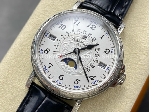 ZM Factory Patek Philippe Perpetual Calendar 5160500G–001 38mm Engraving Steel Leather Strap Whi ZM Factory Patek Philippe Perpetual Calendar 5160/500G–001 38mm Engraving Steel Leather Strap White Dial