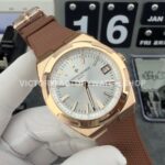 8F Factory Vacheron Constantin Overseas 4500V/000R-B127 41mm Rose Gold Brown Rubber Strap Silver Dial
