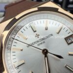 8F Factory Vacheron Constantin Overseas 4500V/000R-B127 41mm Rose Gold Brown Rubber Strap Silver Dial