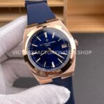 8F Factory Vacheron Constantin Overseas 4520V/210R-B705 41mm Rode Gold Rubber Strap Blue Dial