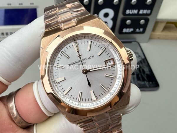8F Factory Vacheron Constantin Overseas 4500v/000R-B127 41mm Full Rose Gold Silver Dial