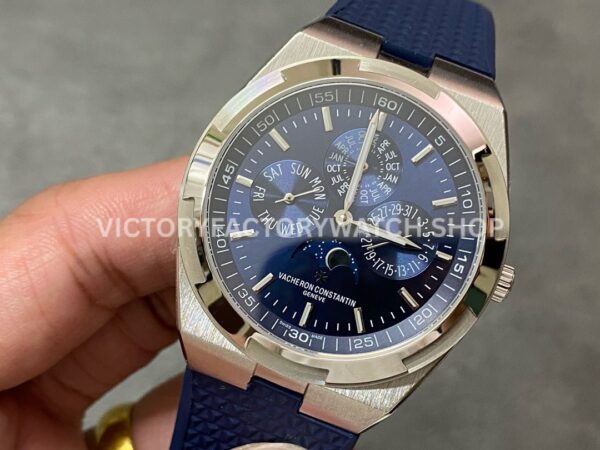 8F Factory Vacheron Constantin Overseas Perpetual Calendar 4300V/120G-B945 41.5mm Steel Blue Rubber Strap Blue Dial