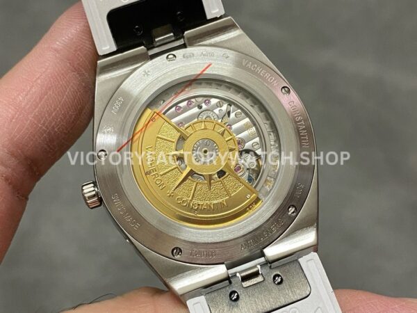 8F Factory Vacheron Constantin Overseas Perpetual Calendar 4300V 41.5mm Steel White Rubber Strap Silver Dial