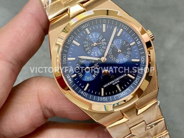 8F Factory Vacheron Constantin Overseas Perpetual Calendar 4300V120R-B509 41.5mm Full Rose Gold Blue Dial
