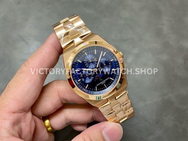 8F Factory Vacheron Constantin Overseas Perpetual Calendar 4300V120R-B509 41.5mm Full Rose Gold Blue Dial