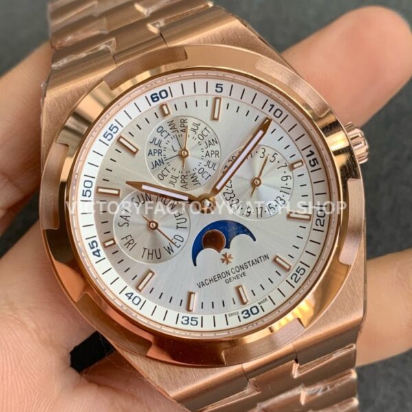8F Factory Vacheron Constantin Overseas Perpetual Calendar 4300V/220R-B064 41.5mm Full Rose Gold Silver Dial