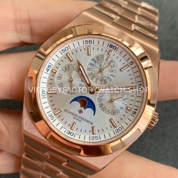 8F Factory Vacheron Constantin Overseas Perpetual Calendar 4300V/220R-B064 41.5mm Full Rose Gold Silver Dial