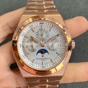 8F Factory Vacheron Constantin Overseas Perpetual Calendar 4300V220R-B064 41.5mm Full (6) 8F Factory Vacheron Constantin Overseas 4300V 220R B064 full rose gold silver dial replica watch