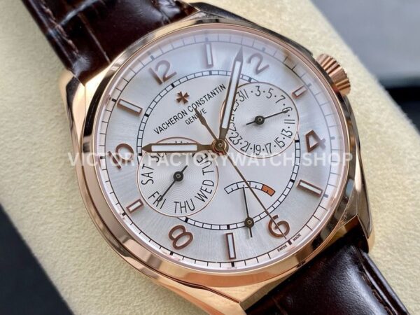 AI Factory Vacheron Constantin Fiftysix 4400E/000R-B436 40mm Rose Gold Leather Strap Arabic Numerals Silver Dial