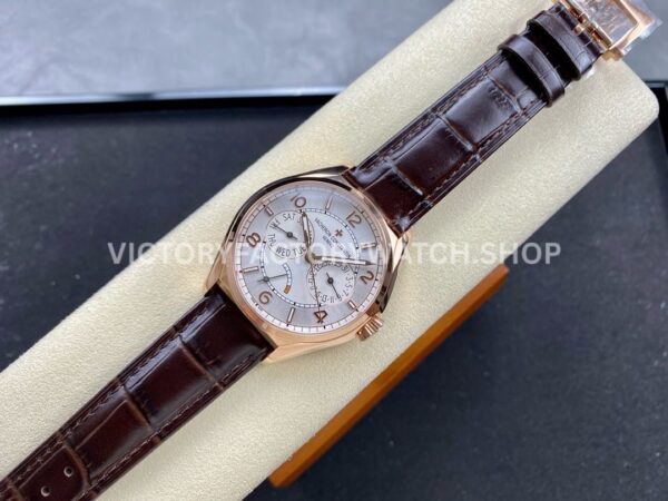 AI Factory Vacheron Constantin Fiftysix 4400E/000R-B436 40mm Rose Gold Leather Strap Arabic Numerals Silver Dial
