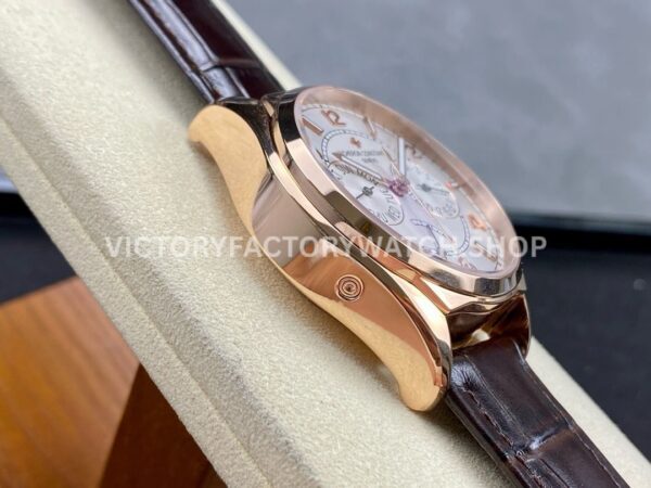 AI Factory Vacheron Constantin Fiftysix 4400E/000R-B436 40mm Rose Gold Leather Strap Arabic Numerals Silver Dial