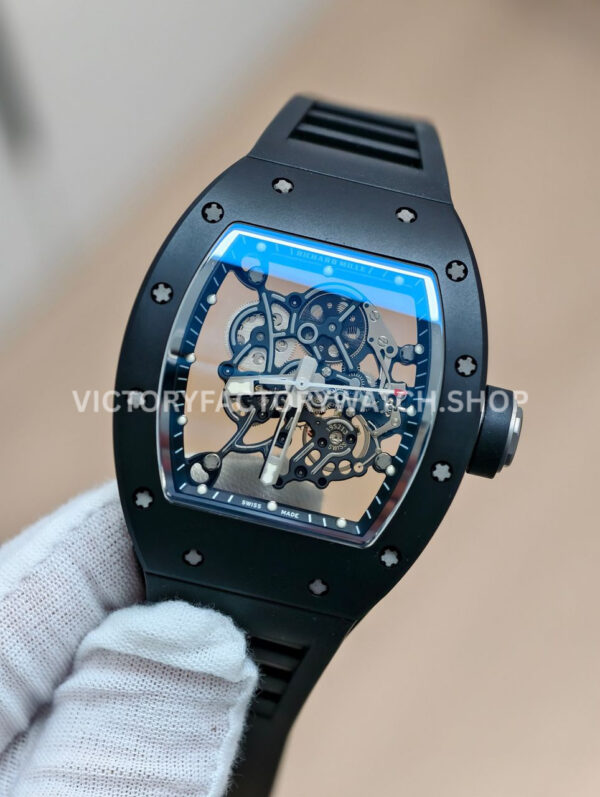 APS Factory Richard Mille RM 055 42.7mm Black Ceramic Black Rubber Strap Skeletonized Black Dial