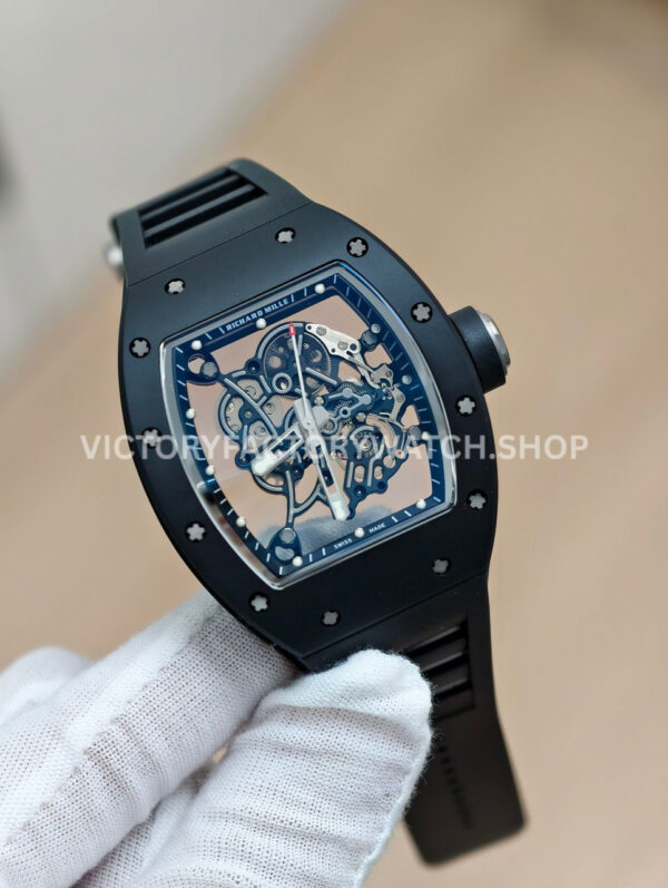 APS Factory Richard Mille RM 055 42.7mm Black Ceramic Black Rubber Strap Skeletonized Black Dial