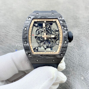 APS Factory Richard Mille RM 055 carbon fiber black rubber strap rose gold skeletonized dial