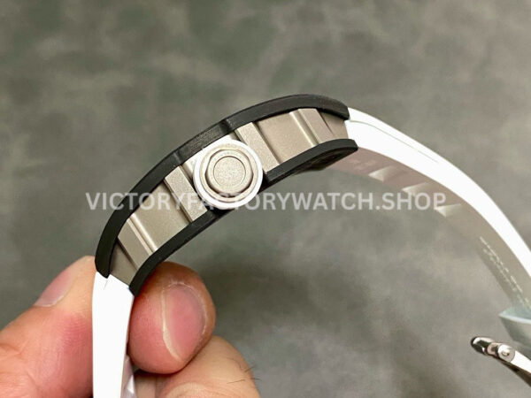 APS Factory Richard Mille RM 055 42.7mm Titanium Carbon Fiber Rubber Strap Skeletonized Black Subtitles On White Background Dial