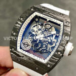 APS Factory Richard Mille RM 055 42.7mm Titanium Carbon Fiber Rubber Strap Skeletonized Black Subtitles On White Background Dial