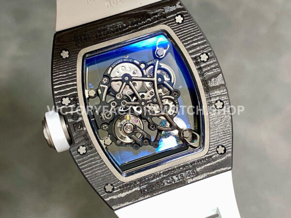 APS Factory Richard Mille RM 055 42.7mm Titanium Carbon Fiber Rubber Strap Skeletonized Black Subtitles On White Background Dial