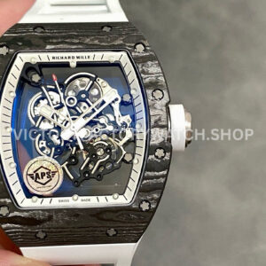 APS Factory Richard Mille RM 055 titanium carbon fiber black subtitles white background dial