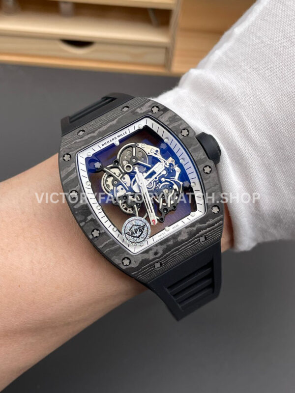 APS Factory Richard Mille RM 055 42.7mm Carbon Fiber Rubber Strap Skeletonized White Dial (1) APS Factory Richard Mille RM 055 42.7mm Carbon Fiber Rubber Strap Skeletonized White Dial