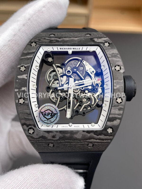 APS Factory Richard Mille RM 055 42.7mm Carbon Fiber Rubber Strap Skeletonized White Dial (6) APS Factory Richard Mille RM 055 42.7mm Carbon Fiber Rubber Strap Skeletonized White Dial