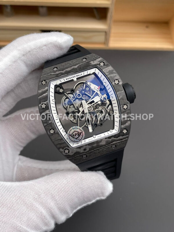 APS Factory Richard Mille RM 055 42.7mm Carbon Fiber Rubber Strap Skeletonized White Dial (7) APS Factory Richard Mille RM 055 42.7mm Carbon Fiber Rubber Strap Skeletonized White Dial